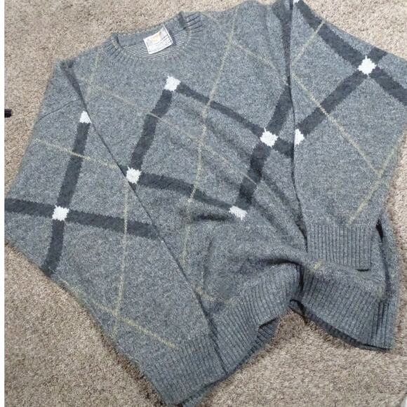 Vtg London Fog Argyle Pattern Crewneck Sweater Made USA Size XL Classic Preppy - Picture 1 of 10